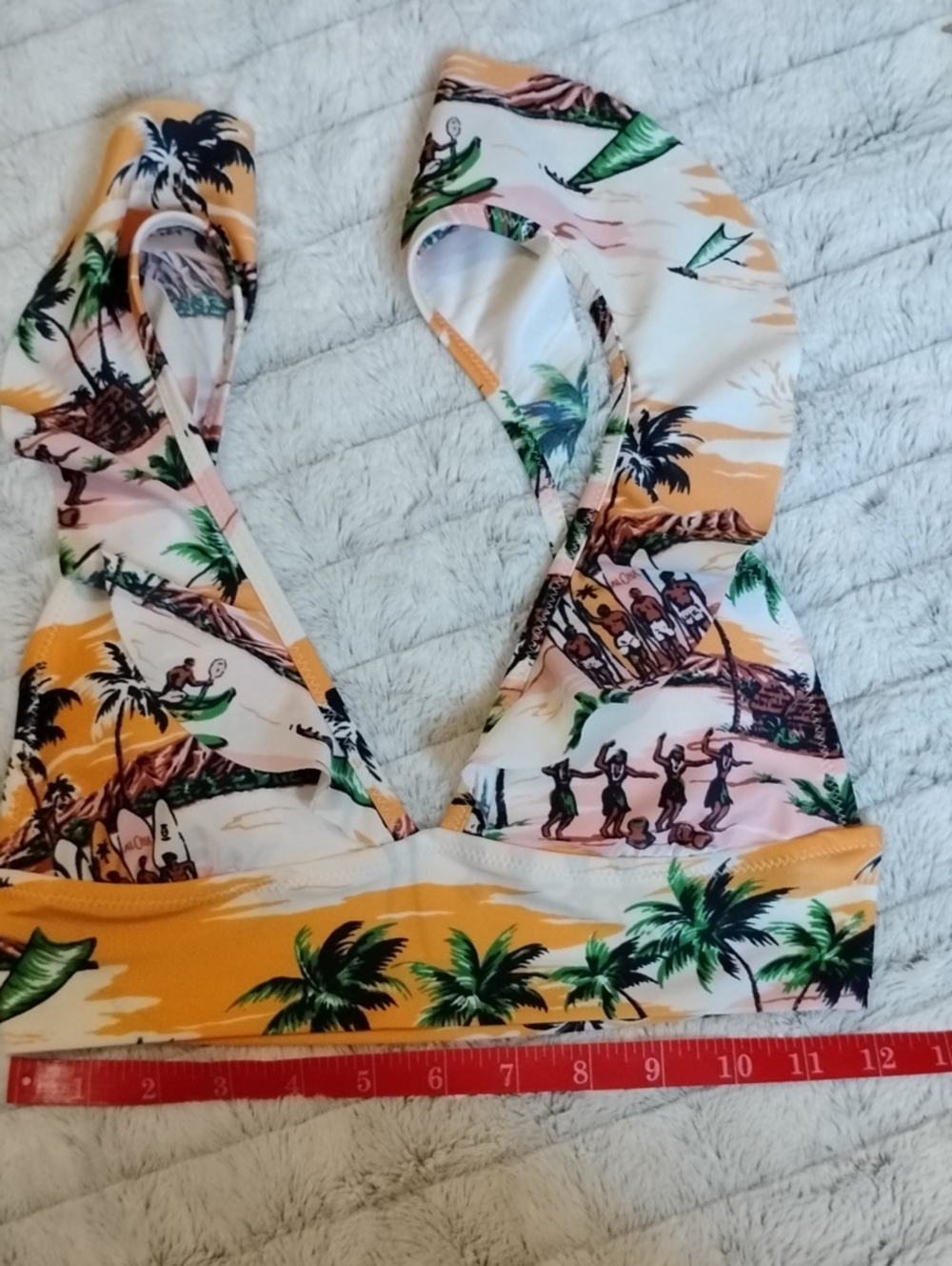 aerie Fun Vintage Hawaii Surf Style Print Bikini Ruffled Tropical - Picture 2 of 11